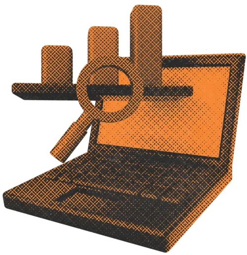 Halftone illustration of a bar chart representing analytics and reporting